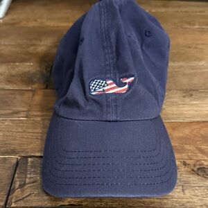 Vineyard Vines Navy Cap with Tan Leather Strap